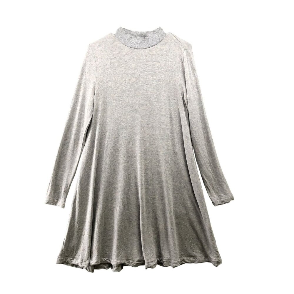 Lou & Grey Long Sleeve Dress Womens M Gray Mock Neck Jersey Knit Soft Above Knee